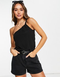 Черный топ на одно плечо с перекрученной бретелью Vero Moda-Черный цвет