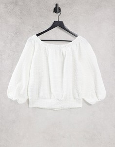 Белый топ из смесового органического хлопка с приспущенными плечами (от комплекта) Selected Femme