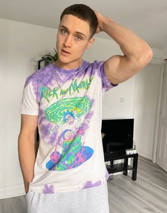 Фиолетовая футболка с принтом "Rick&Morty" и эффектом тай-дай Bershka-Фиолетовый цвет