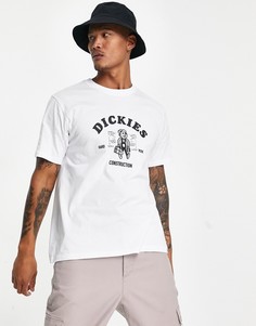 Белая футболка с принтом "Construction" Dickies-Белый