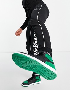 Черные джоггеры с принтом в виде надписи Bershka-Черный цвет