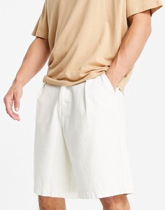 Светло-бежевые джинсовые шорты с широкими штанинами Bershka-Светло-бежевый цвет