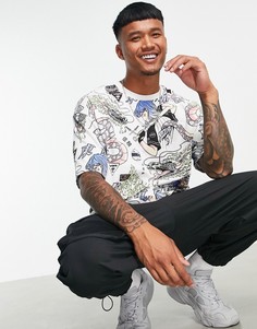 Черная футболка с принтом манга на спине Bershka-Черный цвет
