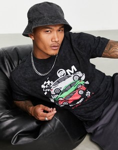 Черная выбеленная футболка с принтом "MSport" ASOS DESIGN-Черный цвет