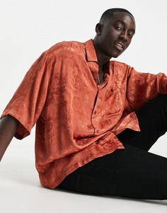 Свободная oversized-рубашка с жаккардовым узором в винтажном стиле ASOS DESIGN-Оранжевый цвет