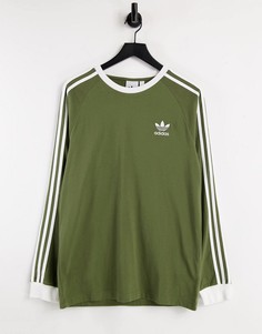 Лонгслив цвета хаки с тремя полосками adidas Originals adicolor-Зеленый цвет