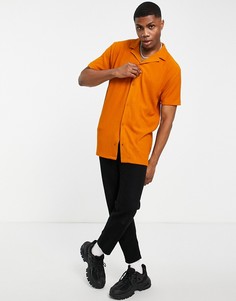 Оранжевая трикотажная футболка из плотного материала в рубчик свободного кроя ASOS DESIGN-Оранжевый цвет