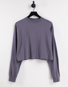 Серый свободный лонгслив с декоративными швами ASOS DESIGN