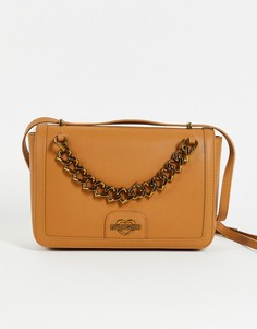 Бежевая сумка на плечо с цепочкой Love Moschino-Розовый цвет