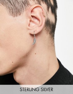 Серьга-кольцо из стерлингового серебра с подвеской в виде крыла ASOS DESIGN-Серебристый