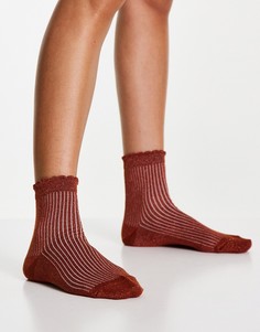 Рыжие носки до щиколотки с блестками и фигурным кантом ASOS DESIGN-Коричневый цвет