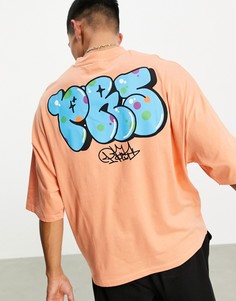 Оранжевая oversized-футболка с принтом в стиле граффити на спине ASOS DESIGN-Оранжевый цвет