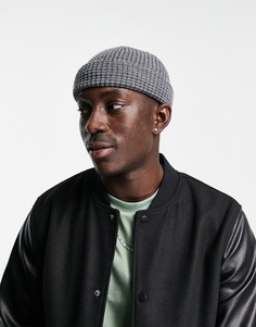 Серая маленькая вязаная шапка-бини с вафельным узором ASOS DESIGN-Серый