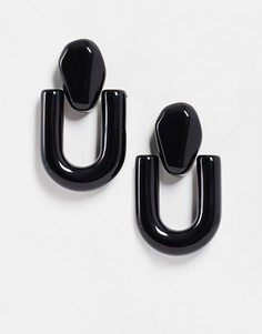 Черные пластмассовые серьги Nali-Черный цвет