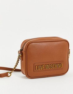Светло-коричневая сумка через плечо с логотипом Love Moschino-Коричневый цвет