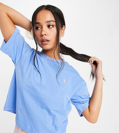 Эксклюзивная голубая футболка с логотипом и ложным воротником Polo Ralph Lauren x ASOS-Голубой