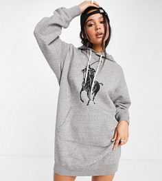 Эксклюзивное серое платье-худи с логотипом пони Polo Ralph Lauren x ASOS-Серый