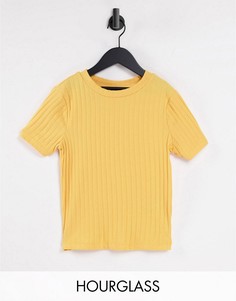 Узкая футболка цвета календулы в рубчик ASOS DESIGN Hourglass-Желтый