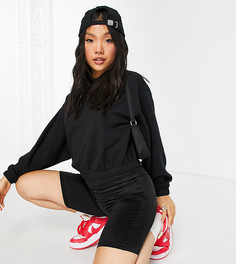 Черный укороченный худи-кокон ASOS DESIGN Petite-Черный цвет