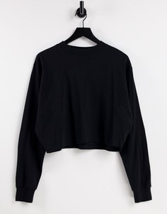 Черный свободный лонгслив с декоративными швами ASOS DESIGN-Черный цвет