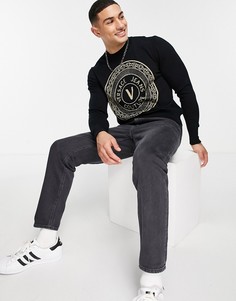 Черный вязаный джемпер с логотипом Versace Jeans Couture-Черный цвет