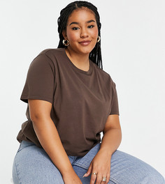 Коричневая футболка с круглым вырезом ASOS DESIGN Curve-Коричневый цвет