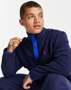 Темно-синий свитшот из флиса на короткой молнии с логотипом Polo Ralph Lauren