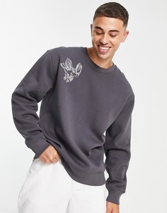Серый свитшот с рисунком орла Topman