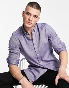 Темно-синяя рубашка узкого кроя с рисунком «в елочку» Tommy Hilfiger-Темно-синий
