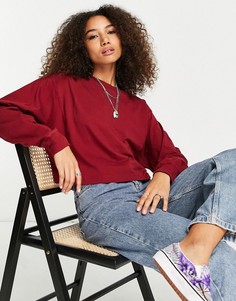 Бордовый свободный лонгслив с декоративными швами ASOS DESIGN-Красный