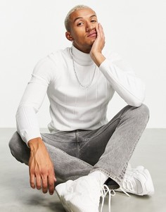 Белая облегающая водолазка в рубчик ASOS DESIGN-Белый
