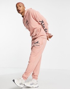 Выбеленный розовый худи в стиле oversized с принтом в виде гор и текста ASOS DESIGN-Розовый цвет