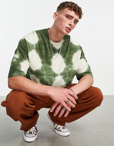 Oversized-футболка с принтом тай-дай цвета хаки и светло-бежевого цвета ASOS DESIGN-Разноцветный