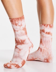 Розовые свободные носки с принтом тай дай Topshop-Розовый цвет
