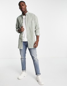 Вельветовая oversized-рубашка светло-шалфейного цвета ASOS DESIGN-Зеленый