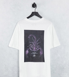 Белая футболка в стиле oversized с принтом скорпиона на спине Sixth June-Белый