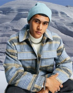 Свободная голубая шапка-бини ASOS DESIGN-Голубой