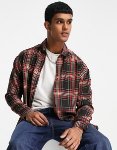 Черно-красная oversized-рубашка в клетку в стиле 90-х ASOS DESIGN-Черный цвет