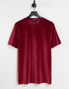 Бордовая велюровая футболка ASOS DESIGN-Красный