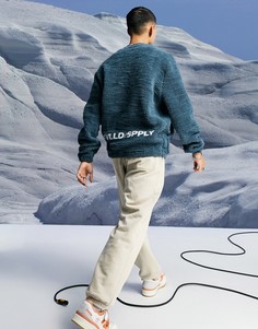 Плюшевый oversized-свитшот с вышивкой логотипа ASOS Unrvlld Spply-Темно-синий