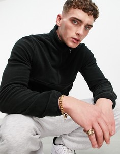 Черная флисовая куртка на молнии длиной 1/4 Jack & Jones Originals-Черный цвет