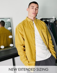 Вельветовая oversized-рубашка горчичного цвета в стиле 90-х ASOS DESIGN-Желтый