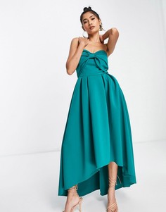 Платье миди изумрудно-зеленого цвета с большим бантом и ассиметричным низом True Violet-Зеленый цвет