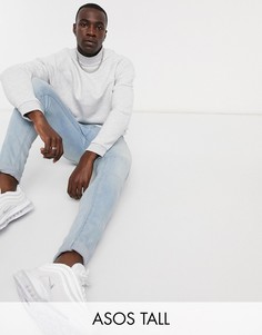 Белый меланжевый oversized-свитшот с высоким воротом ASOS DESIGN Tall