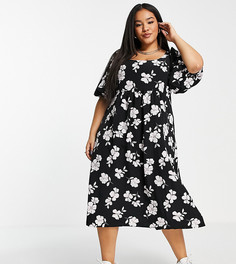 Платье мидакси с овальным вырезом и шнуровкой на спине Fashion Union Plus-Разноцветный