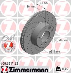 Тормозной диск ZIMMERMANN 400.3614.52
