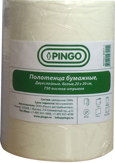 Полотенца бумажные Pingo 2-х слойные белые 20*20 см