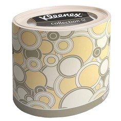 Бумажные салфетки для лица Kleenex круглая коробка желтые круги 3 слоя 64 шт Kimberly Clark