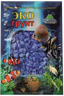 Грунт для аквариума ЭКОгрунт Цветная мраморная крошка, синяя, блестящая 2-5мм, 3,5кг