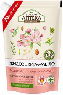 Жидкое крем-мыло Зеленая аптека "Миндаль и овсяное молочко" 460 мл